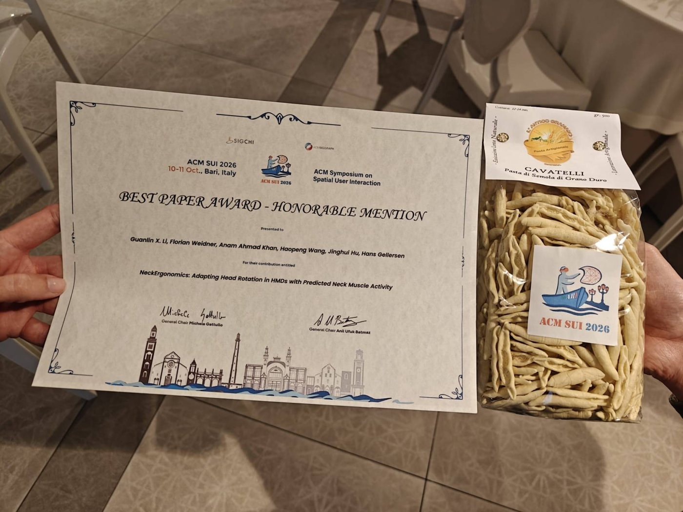 Best Paper Award – Honourable Mention certificate from ACM SUI 2026